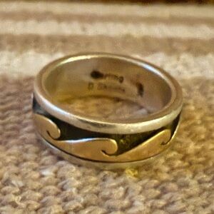 14k Gold and Sterling Silver Vintage Navajo Wave Ring D. Skeets